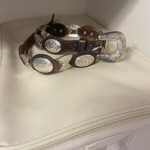Elegant Silver and Brown Concho Belt